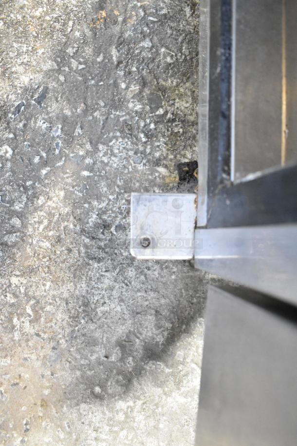 Turbo Air MST-72 Commercial Prep Table on casters, stainless steel, 115V, 1 Phase, showing corner metal bracket detail.