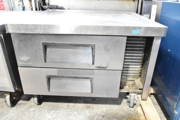 2019 True TRCB-36 16GA Chef Base, stainless steel, 2 drawers, commercial casters, 115V, 1 Phase, good condition.