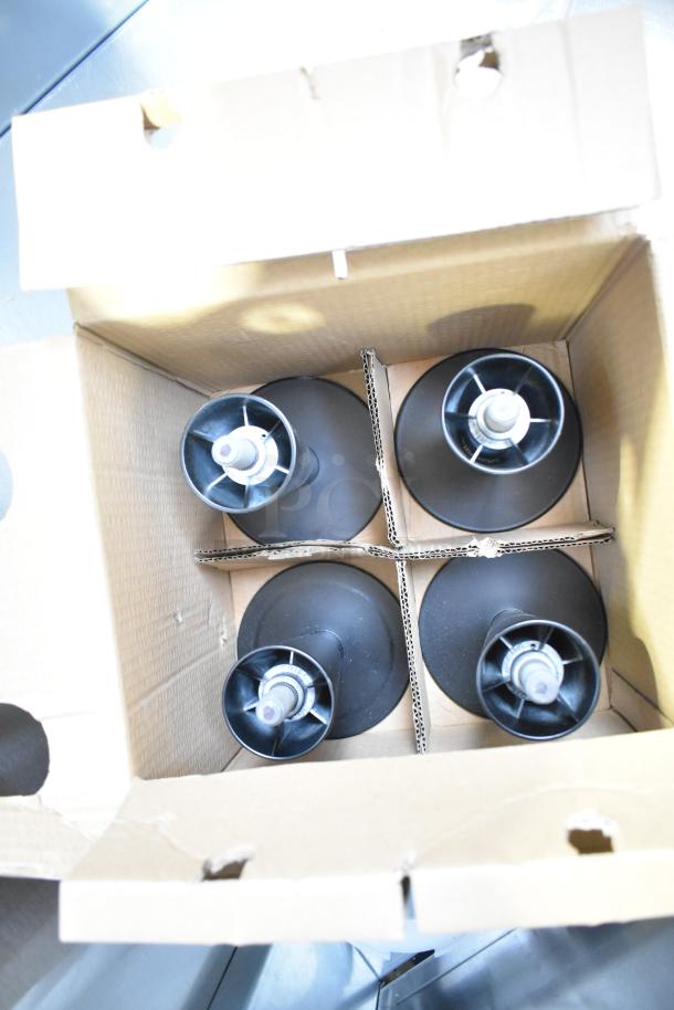 Box containing four black stand components for Hoshizaki SD-750 Ice Machine, viewed from above.