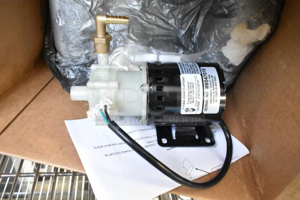 Brand new scratch and dent pump assembly, 115 volts, 1 phase, visible serial number, instructions included.