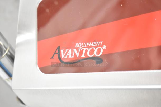 Brand new Avantco 177IC1800 countertop induction range, 120V, 1-phase, with minor scratches and dents visible on surface.