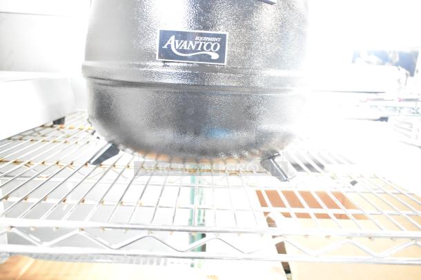 BRAND NEW Avantco S30 11 Qt. Black Soup Kettle Warmer, 120V. Minor scratches and dents visible. Brand label on body.