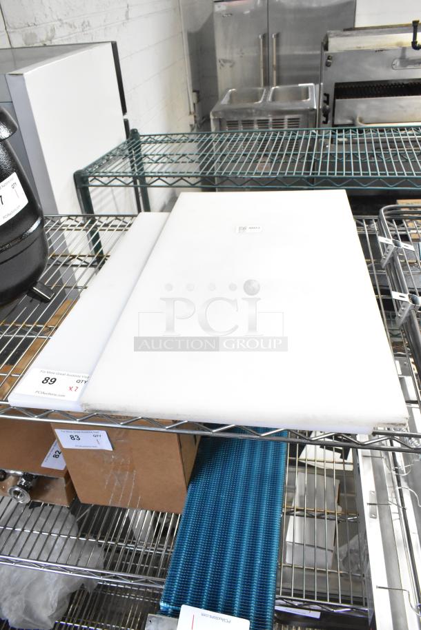 2 new scratch and dent white cutting boards, including Choice model 40724185WH, 24"x18"x1/2", polyethylene.