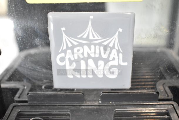 Brand new Carnival King 382SMM1 Aurora 1.6-gallon slushy machine, slight scratches, 115V, single phase, logo visible.