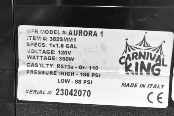 BRAND NEW Carnival King 382SMM1 Aurora 1 Granita Machine, 1.6 gal, 115V, scratch and dent, made in Italy, serial #23042070.