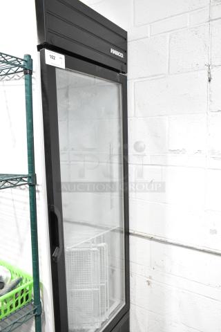 Habco SE18 commercial cooler, single door, reach-in model. Features 115 volts, 1 phase power, glass front, excellent condition.