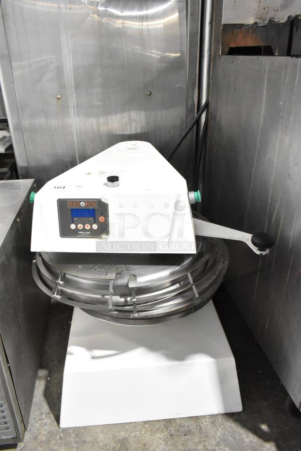 Proluxe Commercial Countertop Dough Press in used condition, featuring control panel and lever mechanism, suitable for kitchens.