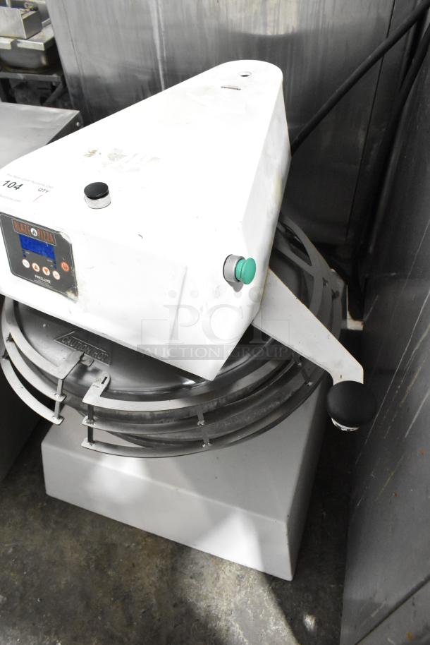 Proluxe Commercial Countertop Dough Press, white, digital controls, visible wear, industrial kitchen setting.