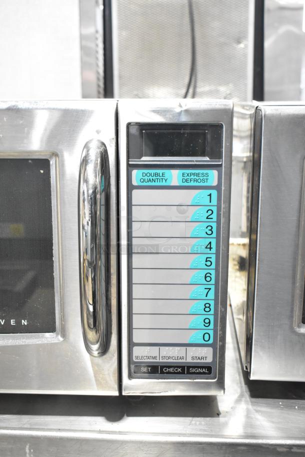 2022 Sharp R-21LVF commercial countertop microwave, 120 volts, 1 phase, stainless steel, digital controls.