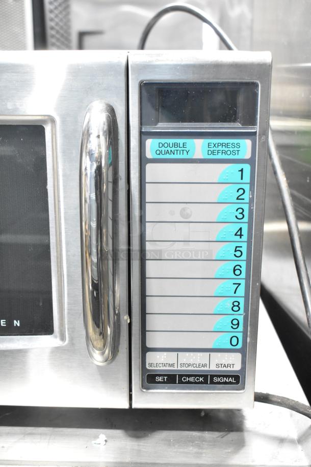 2023 Sharp R-21LVF Commercial Microwave Oven, stainless steel finish, digital keypad, 120V, 1-phase, excellent condition.