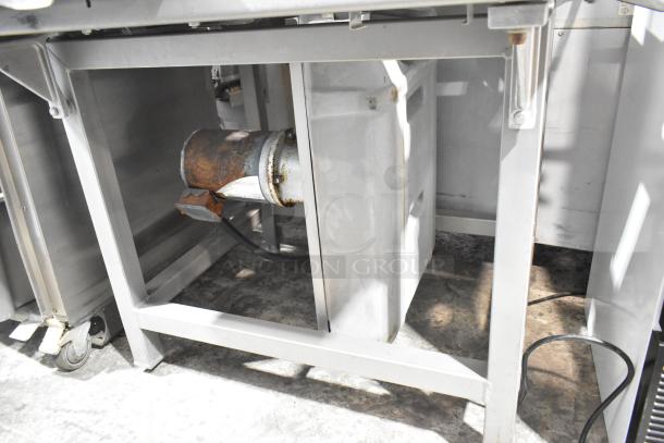 Hobart 6801 Commercial Meat Saw with rust visible on motor housing. Operates at 200-230 volts, 3 phase.