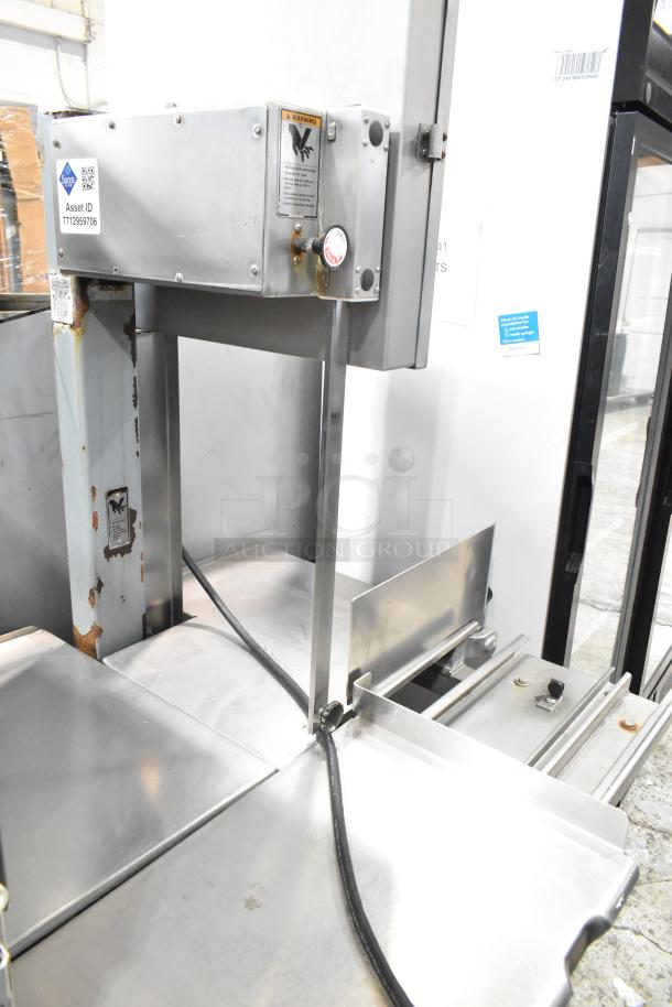 Hobart 6801 Commercial Meat Saw, floor style, 200-230V, 3 phase, stainless steel, asset ID 7712959706 visible.