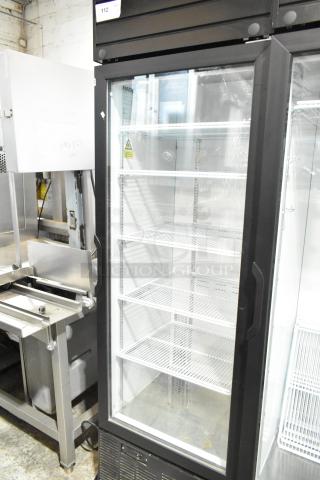 2019 Habco SE18HC commercial reach-in cooler, single glass door, five wire shelves, 115 volts, 1 phase, minimal wear.