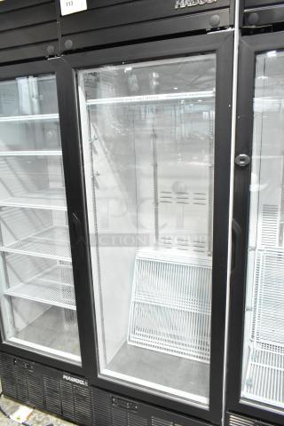 2019 Habco SE18 Commercial Single Door Cooler, Model SE18, 115V, 1 Phase, transparent door, black frame, shelves included.
