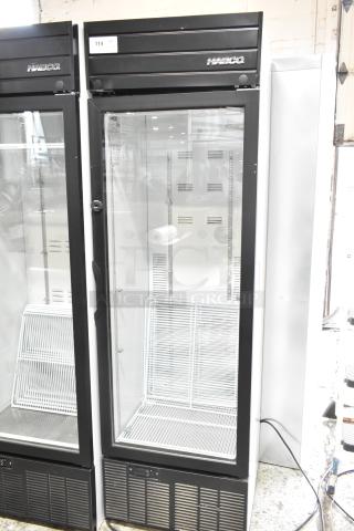 2019 Habco SE18 single door cooler merchandiser, glass front, black trim, 115 volts, 1 phase, excellent condition.