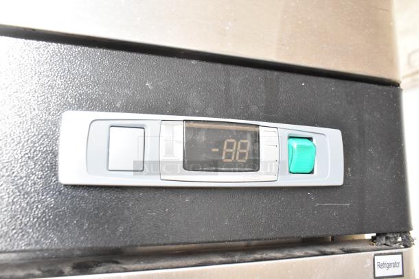 2017 Migali C-1R commercial cooler control panel display, indicating current temperature settings.