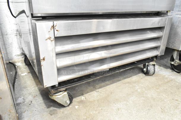 2016 True T-19F commercial freezer, single door, stainless steel, on casters, 115V, 1 phase, shows minor rust wear.