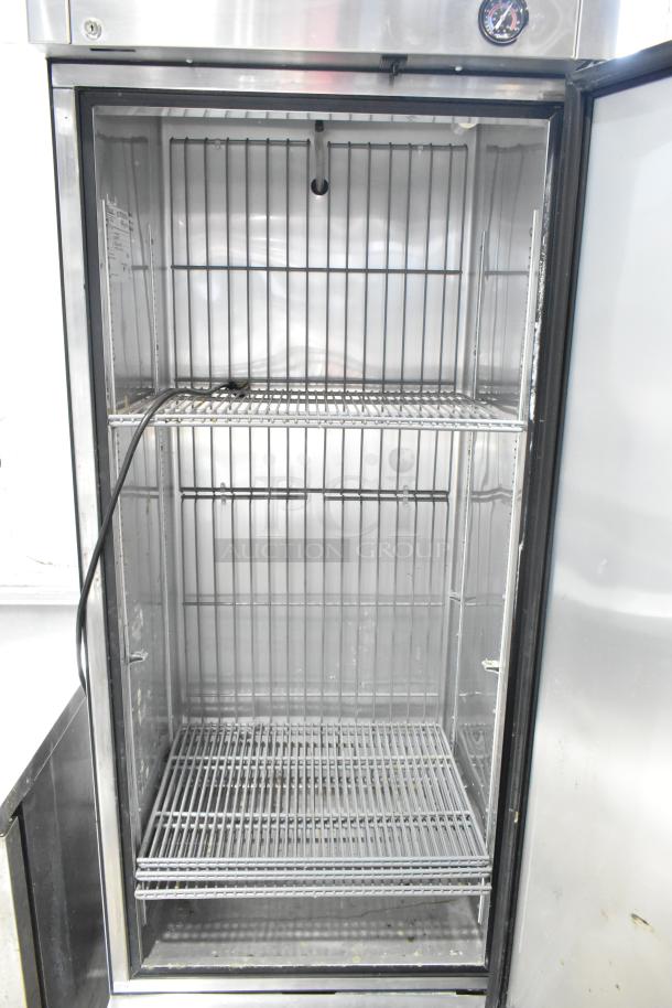 2016 True T-19F commercial single-door reach-in freezer, stainless steel, on casters, 115 volts, 1 phase, clean interior.
