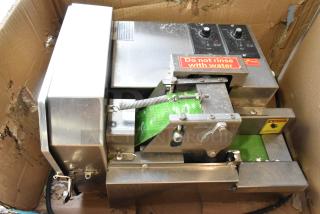 Teruisi YY-MY15 commercial countertop vegetable cutter, 110 volts, visible controls, marked "Do not rinse with water."