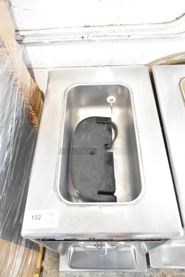 Taylor Commercial Countertop Single Flavor Frozen Beverage Machine, stainless steel, model features smooth finish, auction tag labeled "132".