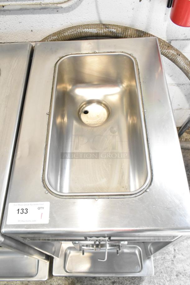 Taylor Commercial Countertop Single Flavor Frozen Beverage Machine, stainless steel, good condition, visible label and dispensing area.