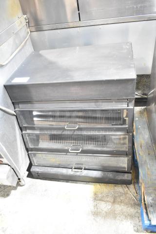 Nemco 6470-SPW commercial 3-tier humidified display warmer, 120V, 1 phase, glass doors, in used condition.