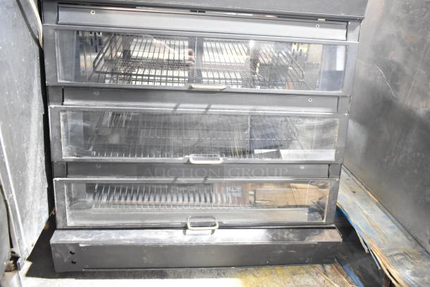 Nemco 6470-SPW Commercial 3 Tier Countertop Humidified Display Warmer, 120V, 1 Phase, multiple shelves visible.