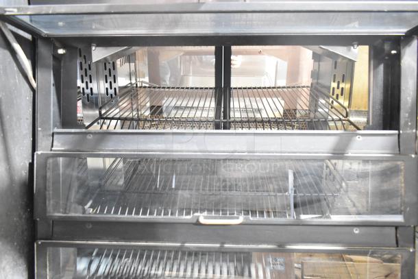 Nemco 6470-SPW 3-tier humidified display warmer, clear front doors, sturdy racks, commercial-grade, 120V, 1 phase.