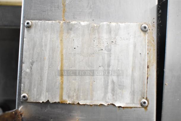 Montague C36SHB Legend Steakhouse Broiler tag, showing model, natural gas, 42,000 BTU. Ideal for commercial kitchens.