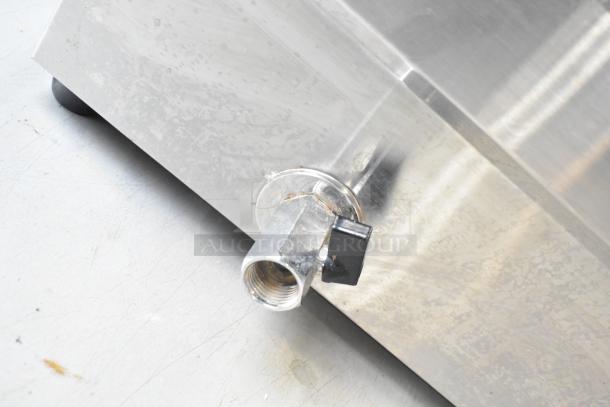 Vevor NB-B23 commercial steam food warmer valve and metal finish close-up, showing condition and details.