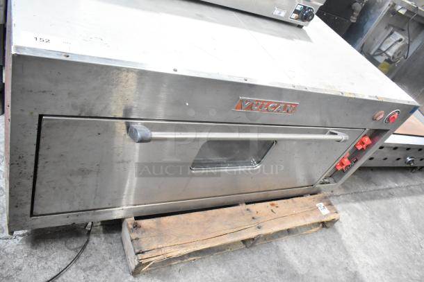 Vulcan V008-T commercial pizza oven, single deck, electric, 208 volts, stainless steel, used condition, visible controls.