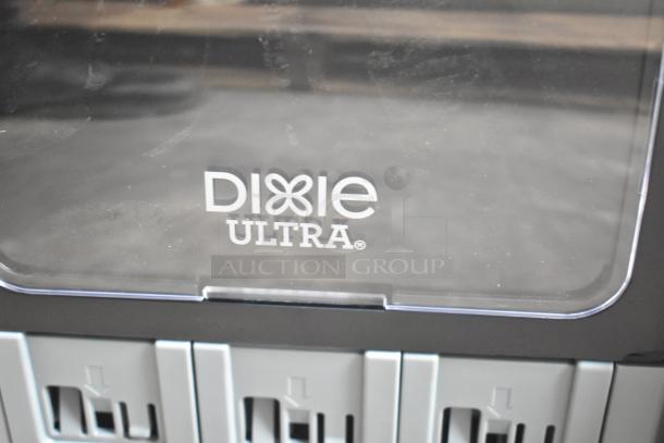 Georgia Pacific Z-100274-01 Dixie Ultra 3-well dispenser, logo visible, in good condition, for countertop use.