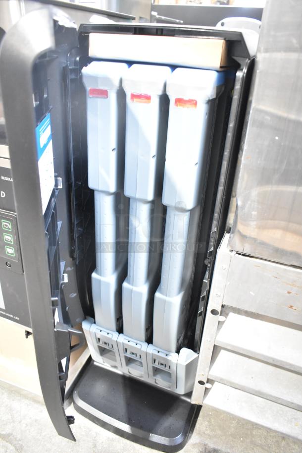 Georgia Pacific Dixie Ultra Z-100274-01 countertop 3 well dispenser, gray, open to show internal compartments, excellent condition.