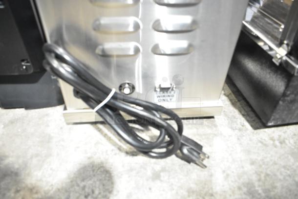 BRAND NEW SCRATCH AND DENT Curtis ILGD-10 Commercial Twin 7.5 lb. Coffee Grinder, 120 Volts, 1 Phase, power cord shown.