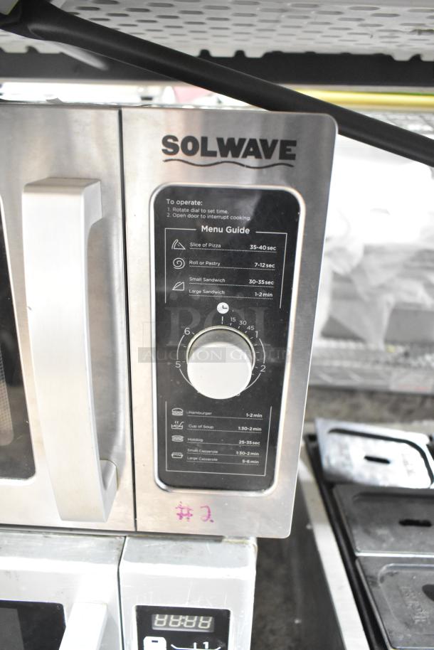 2017 Solwave 180MW1000D Commercial Microwave Oven, 120V, features menu guide and dial controls. Good condition.