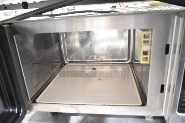 2017 Solwave 180MW1000D Commercial Microwave, interior view, shows wear. 120V, 1 Phase. Model 180MW1000D.
