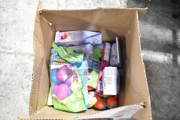 7 boxes of assorted candy including Sour Patch Kids, Sweet Tarts, Jelly Beans, Peeps Chocolate Pudding Marshmallows. Auction item.