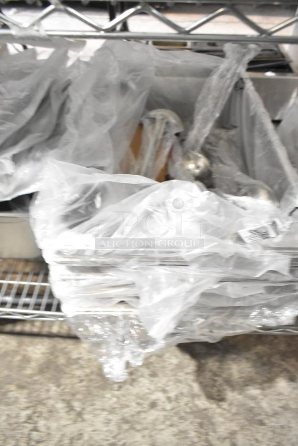 29 brand new scratch and dent items including Choice 407OPL2 2 oz ladles, 407OPL4 4 oz ladles, Vigor stainless steel bins.