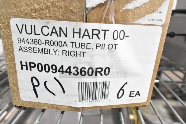 Cardboard box with Vulcan Hart 00-944360-R000A label for pilot tube assembly, right side model HP00944360R0, includes 6 items.
