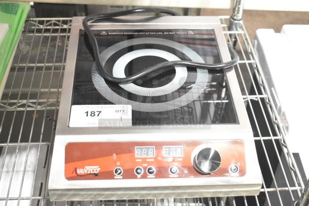 Brand new Avantco countertop single burner induction range, scratch and dent condition, digital controls, stainless steel.