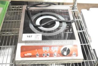 Brand new Avantco countertop single burner induction range, scratch and dent condition, digital controls, stainless steel.