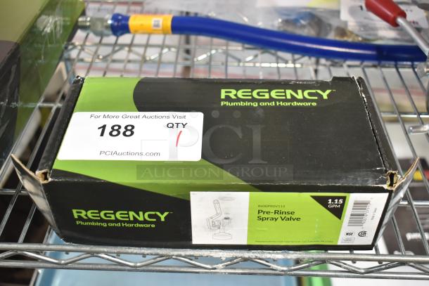 Brand new "Regency" 600PRSV115 pre-rinse spray valve, 1.15 GPM, black, in original box with minor scratches and dents.