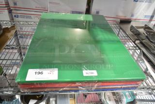 7 BRAND NEW SCRATCH AND DENT! Cutting Boards Including 2 Red, 2 Brown, 2 Blue, 1 Green. 7 Times Your Bid!