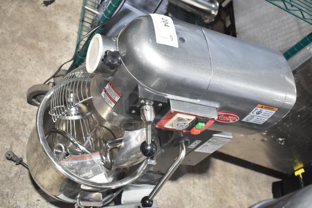 Brand new Avantco 177MX20H 20 Quart Planetary Mixer with bowl, guard, dough hook, paddle, and whisk. 120V, 1-phase.