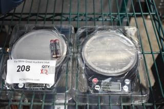 2 Galaxy PCR10 10 lb. digital portion control scales, brand new with minor scratches, include batteries, in packaging.