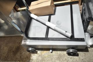 Carnival King JETCOF 240M cart on commercial casters, scratch and dent condition, features sturdy metal frame and wheels.