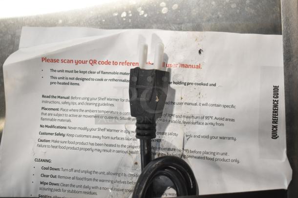 Brand new ServIt 423HSW2024 heated shelf warmer, 120V, 1 phase. Scratch and dent condition. Includes user manual.