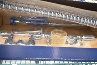 BRAND NEW Waterloo 750PRD4X pre-rinse faucet, scratch and dent, 1.15 GPM, deck-mounted with 4" centers, in original packaging.