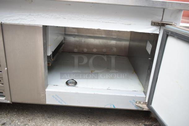 2023 Cooltech CUST-48LB single door chef base, commercial-grade on casters, voltage 115V, 1 phase, showing interior condition.