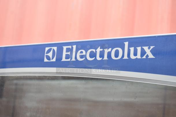 Electrolux Air-o-convect Touchline convection oven with commercial casters. Visible Electrolux logo on the oven front.